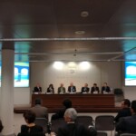 Final discussion panel: (from left to right) Juan Francisco Alonso (REE), Maria José Clara (REN), Pascal Bertolini (RTE), Mihai Paun (Med-TSO), Aziz Ameyoud (OS), Benoit Esnault (MedReg) and Denis Qirollari (OST)